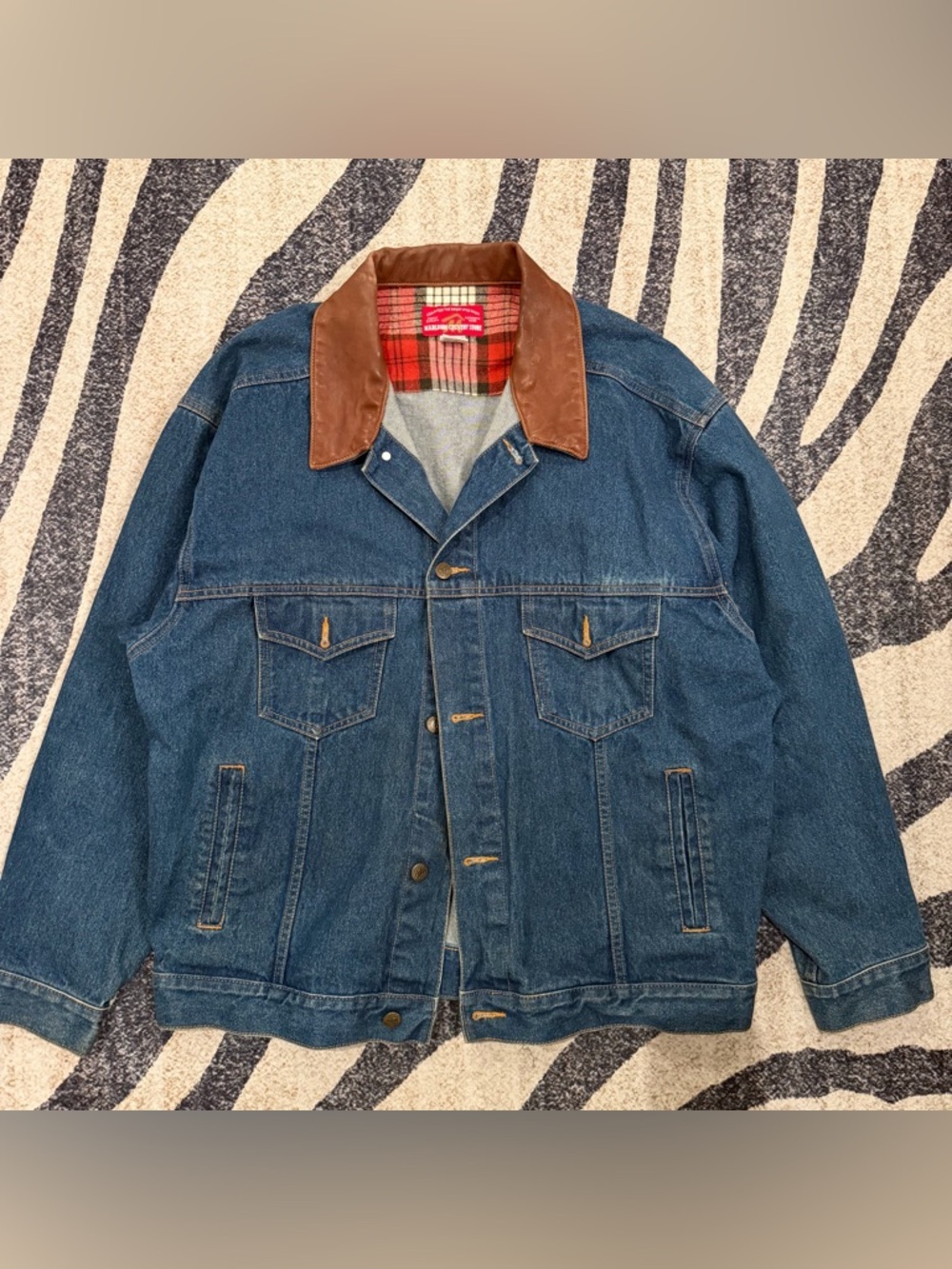 NWOT VINTAGE Marlboro Country Store Jacket Mens XL Trucker Leather Collar 90s